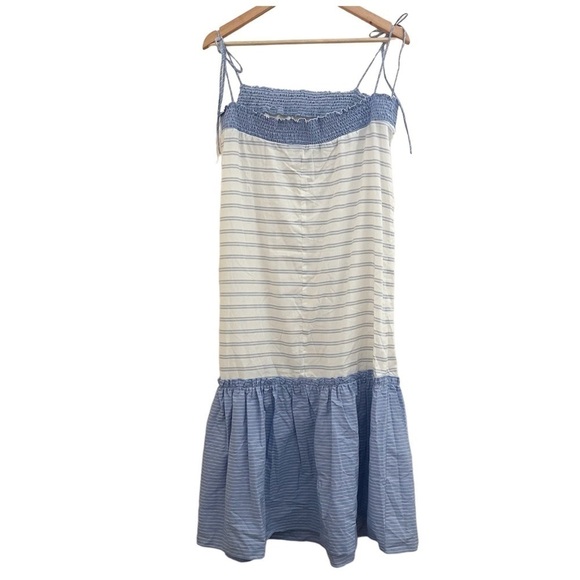 New Aqua White and Blue Color Block Midi Sundress US M - Picture 3 of 7